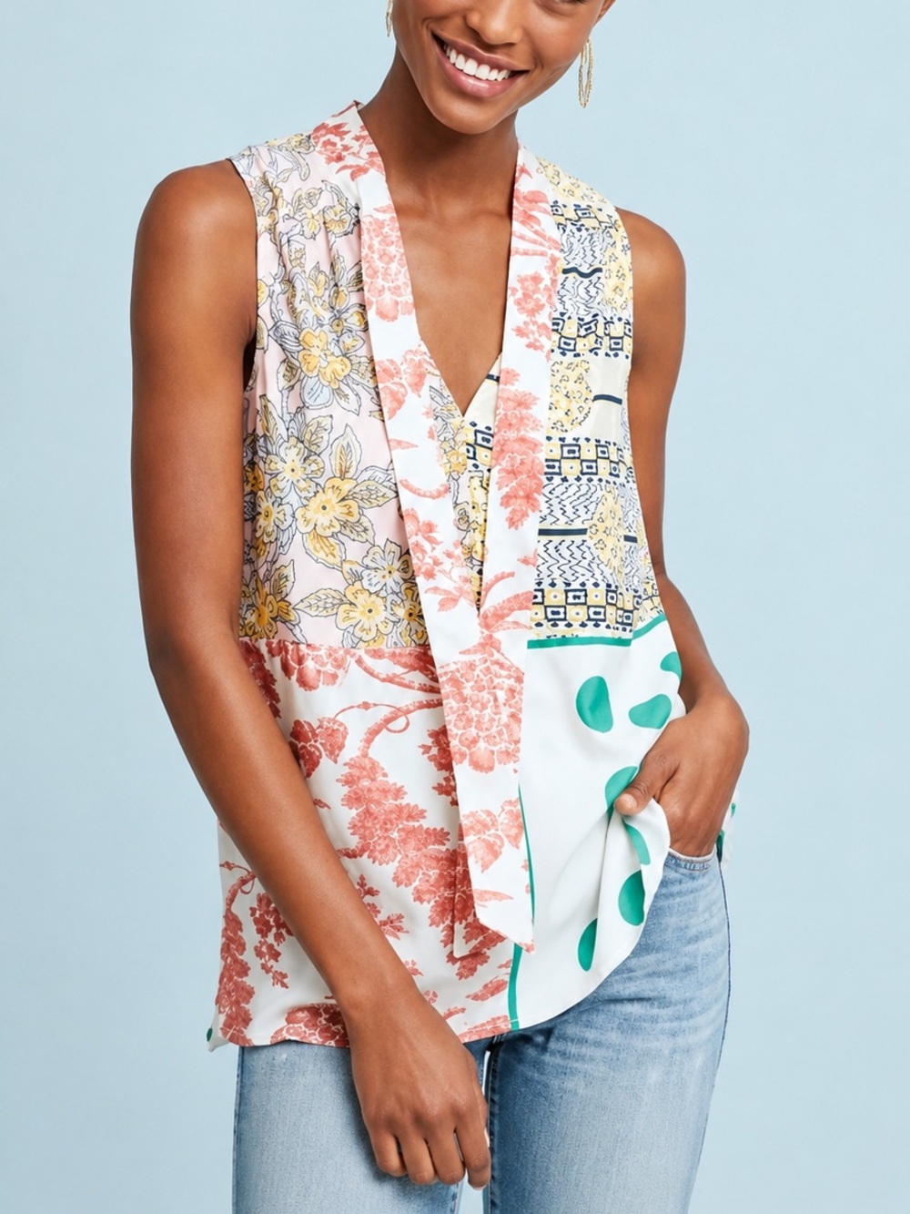 Anthropologie Moulinette Soeurs Venezia Patchwork Women's Sleeveless Top Size S